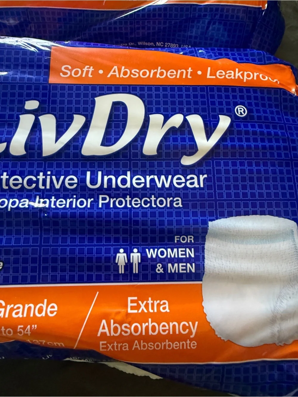 New Underwear - Large, Extra Absorbency - Blue/Orange Pack LivDry